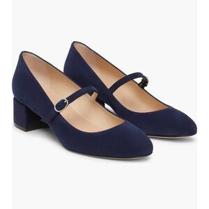 Stuart Weitzman Navy Blue Mary Jane Block Heels